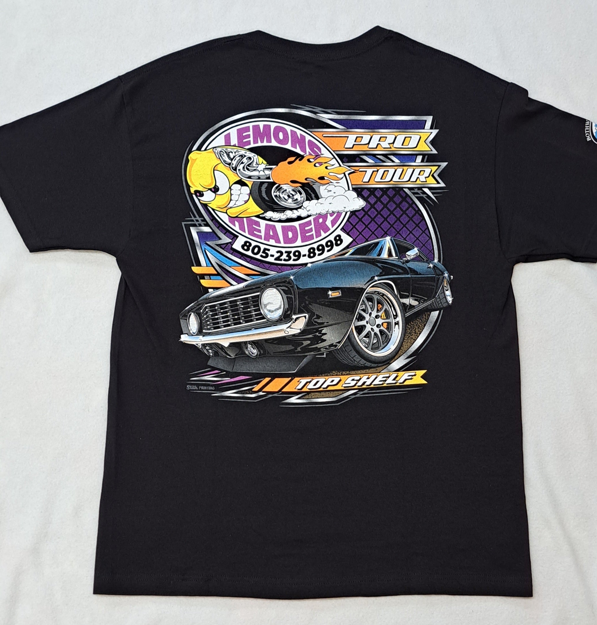 Mens Black Camaro Pro Touring Lemons Headers